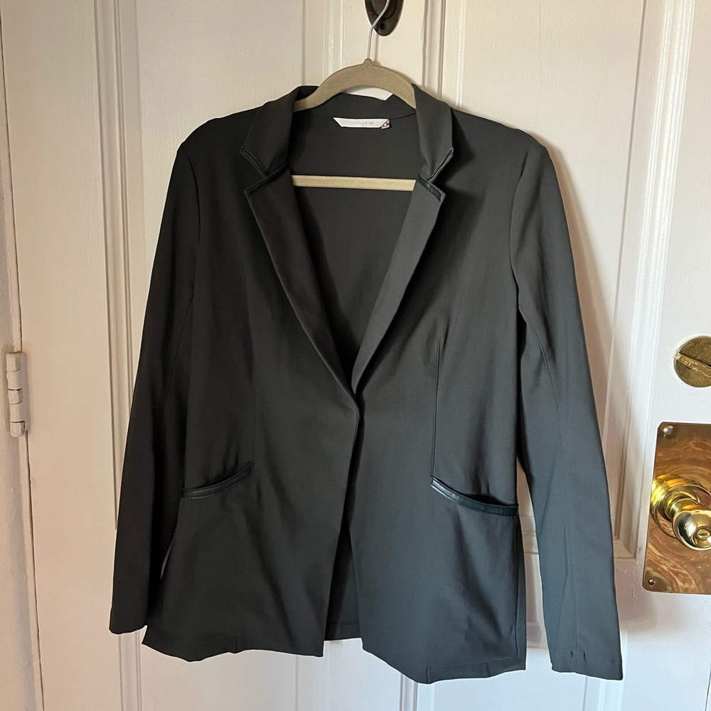 Elaine Kim nylon blazer with leather trim